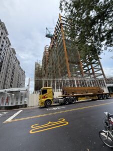 A new Muti-story building under construction. It is basically a scaffolding of girders at this point.