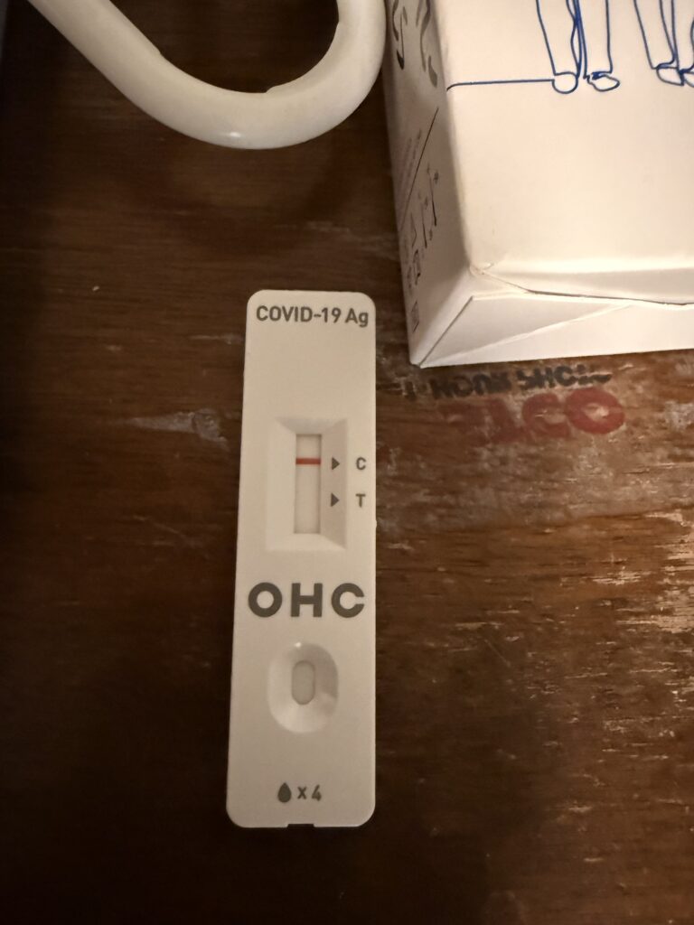 Negative COVID test on a dresser 